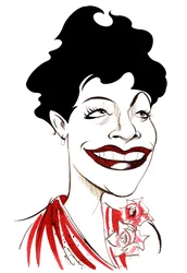 Ella Fitzgerald, cantante de jazz estadounidense, caricatura